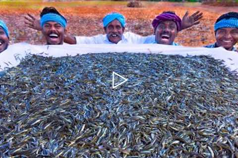 10 MILLION TINY FISHES | Ayira Meen | Rare River Fish Cleaning and Cooking In Village | Fish Recipes