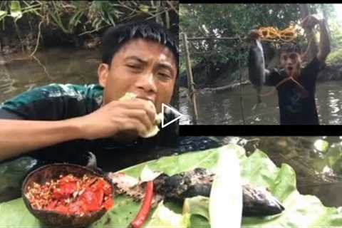 |Catch fish and pipino spicy chili| cooking (eating delicious)[ My survival skills by takie takie
